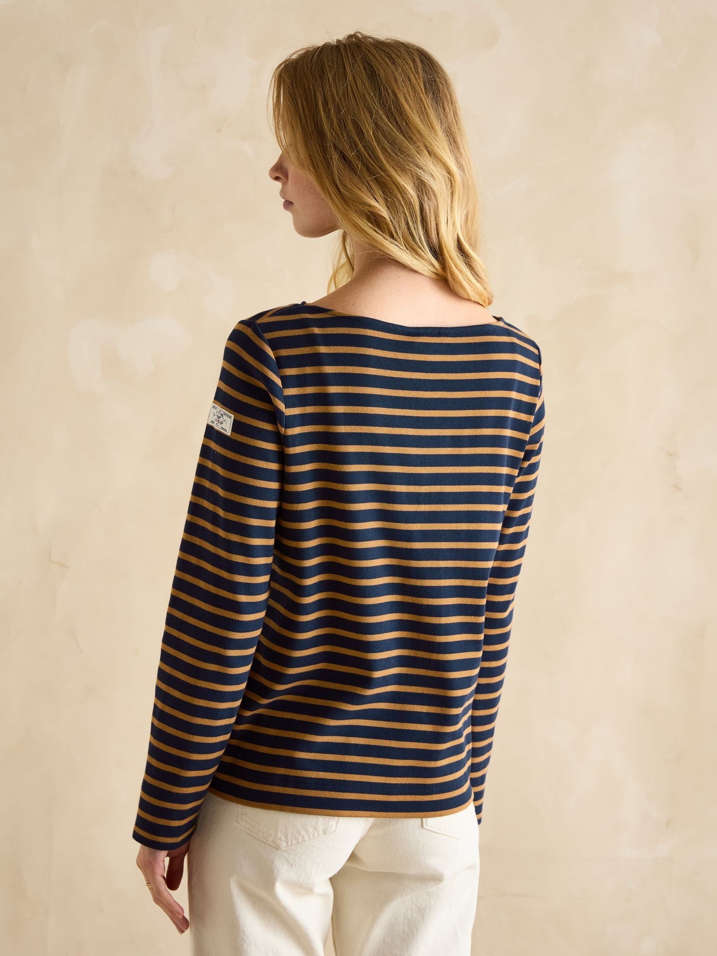 Harbour Navy Boat Neck Breton Top