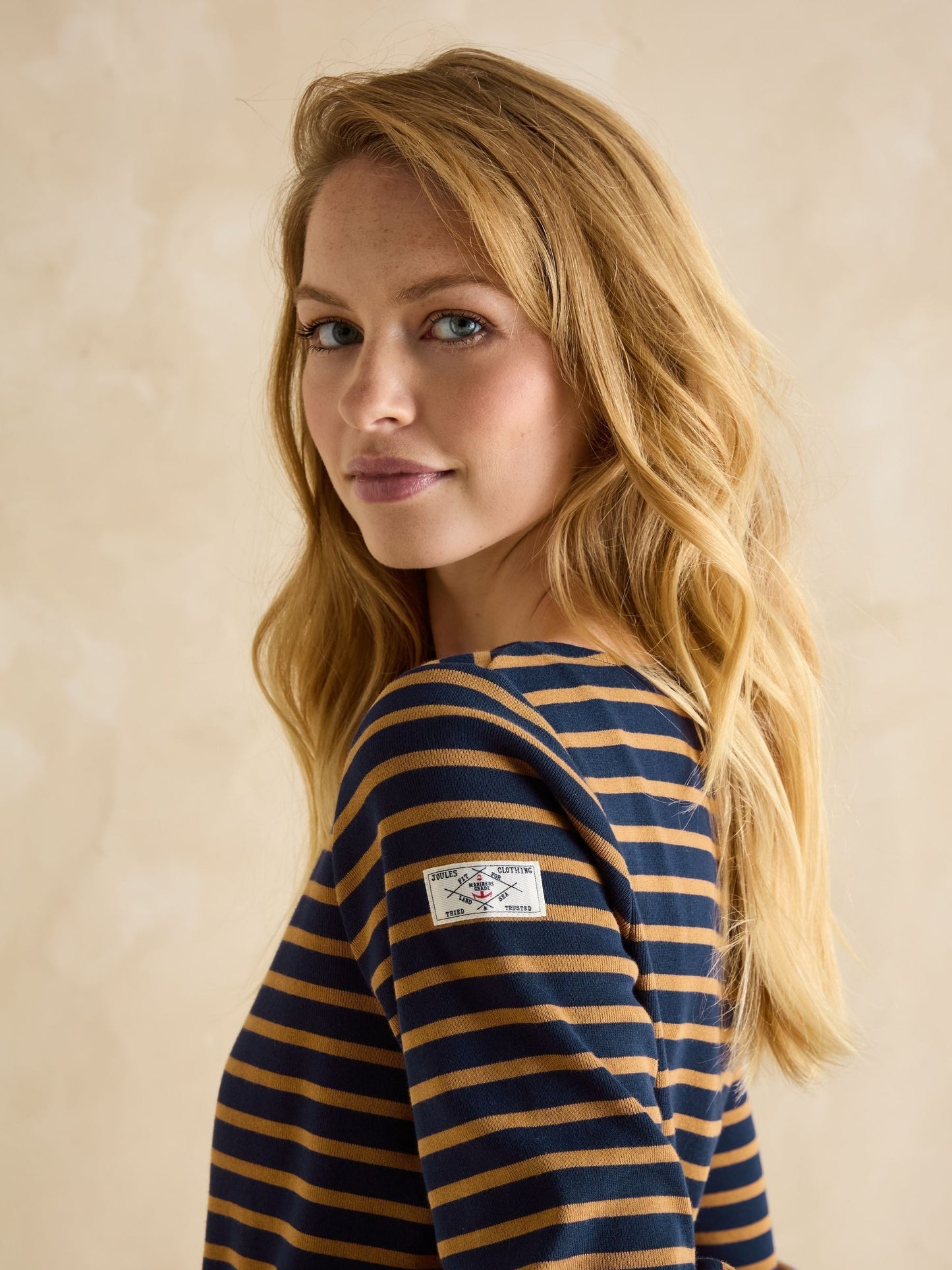 Harbour Navy Boat Neck Breton Top