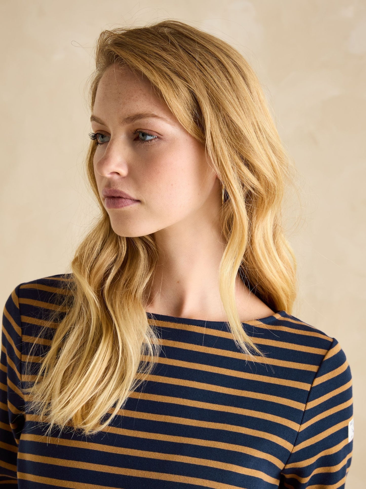 Harbour Navy Boat Neck Breton Top