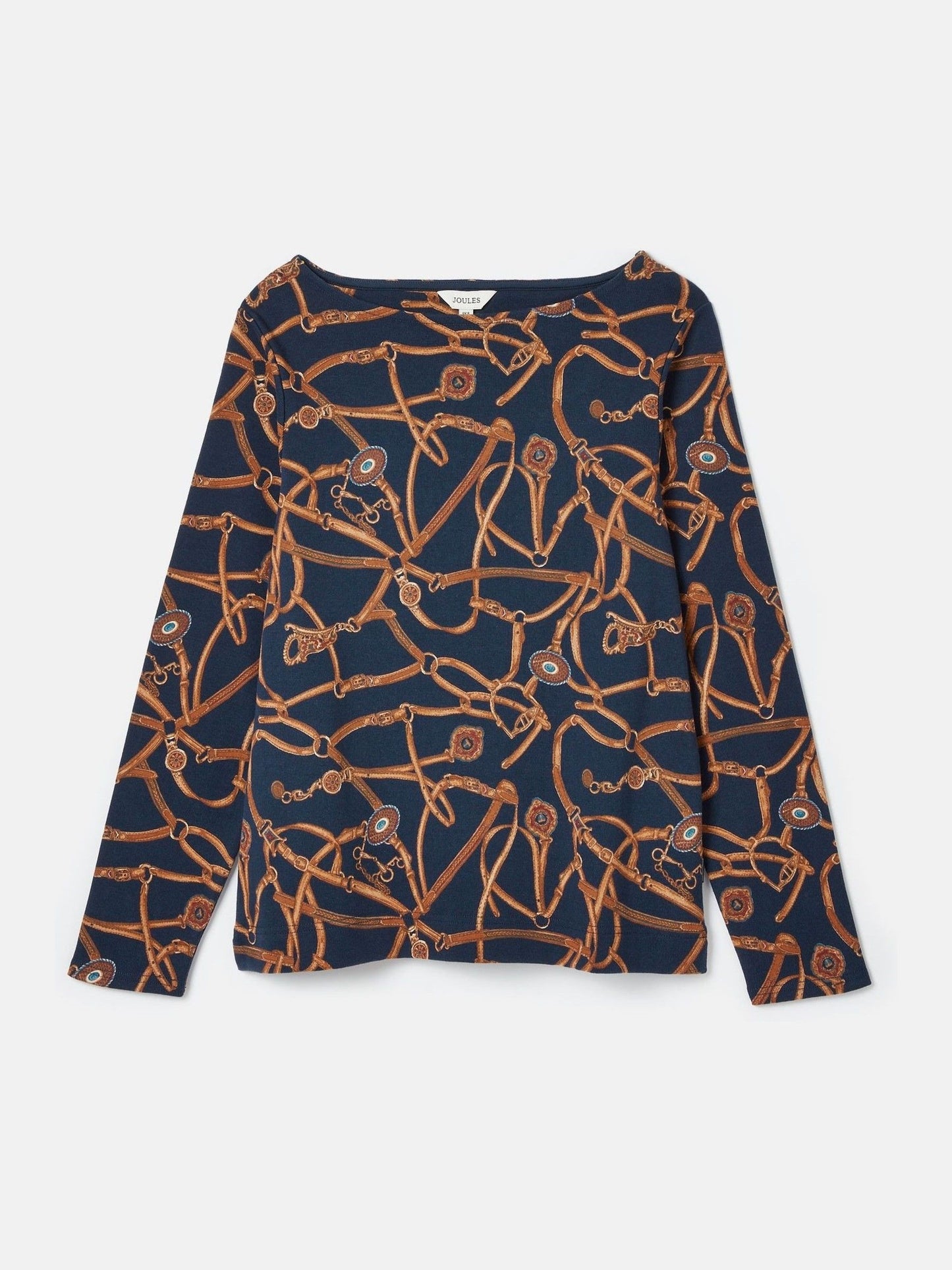 Harbour Navy Bridle Boat Neck Printed Top