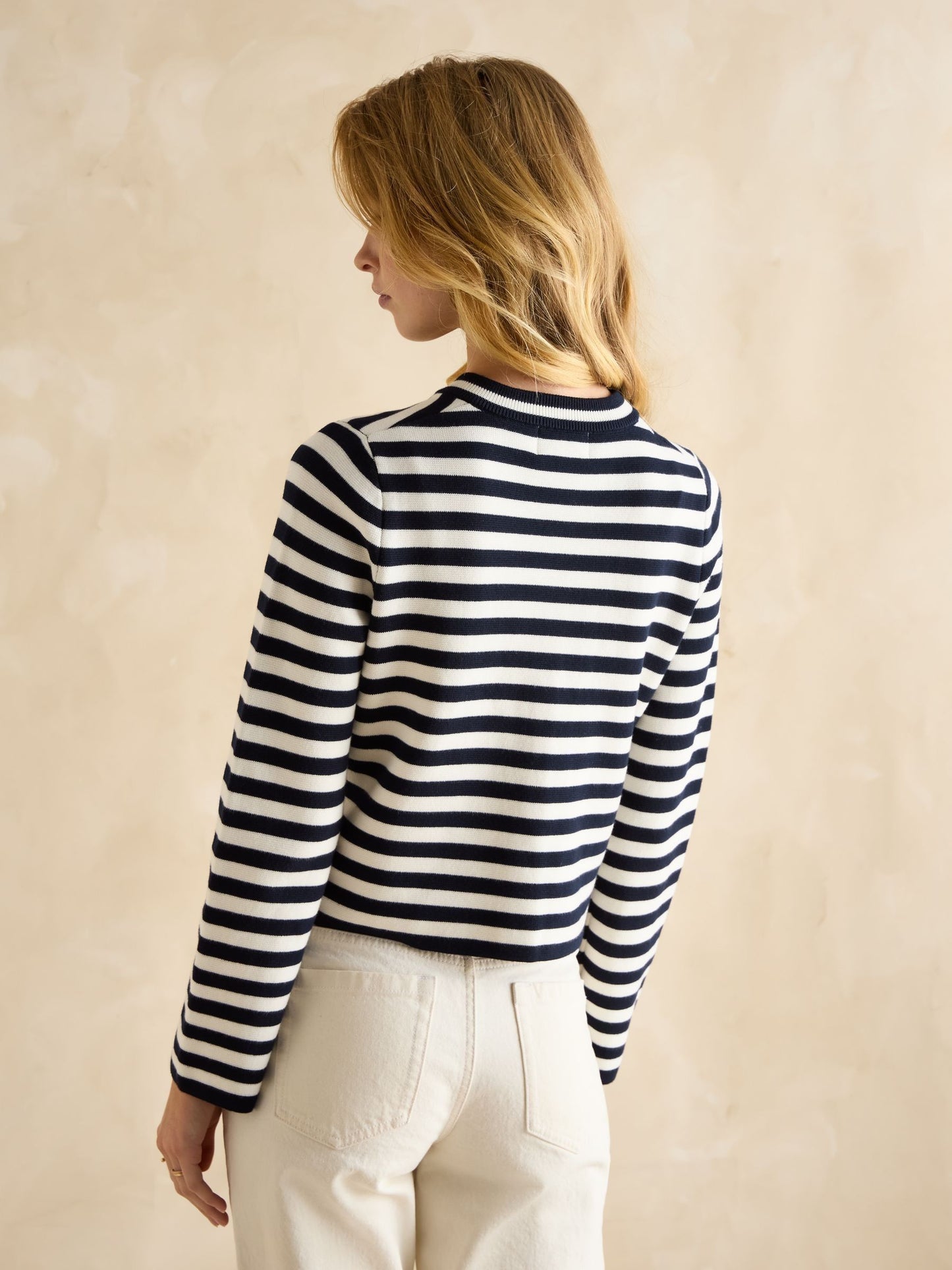 Catherine Navy/White Cotton Striped Cardigan