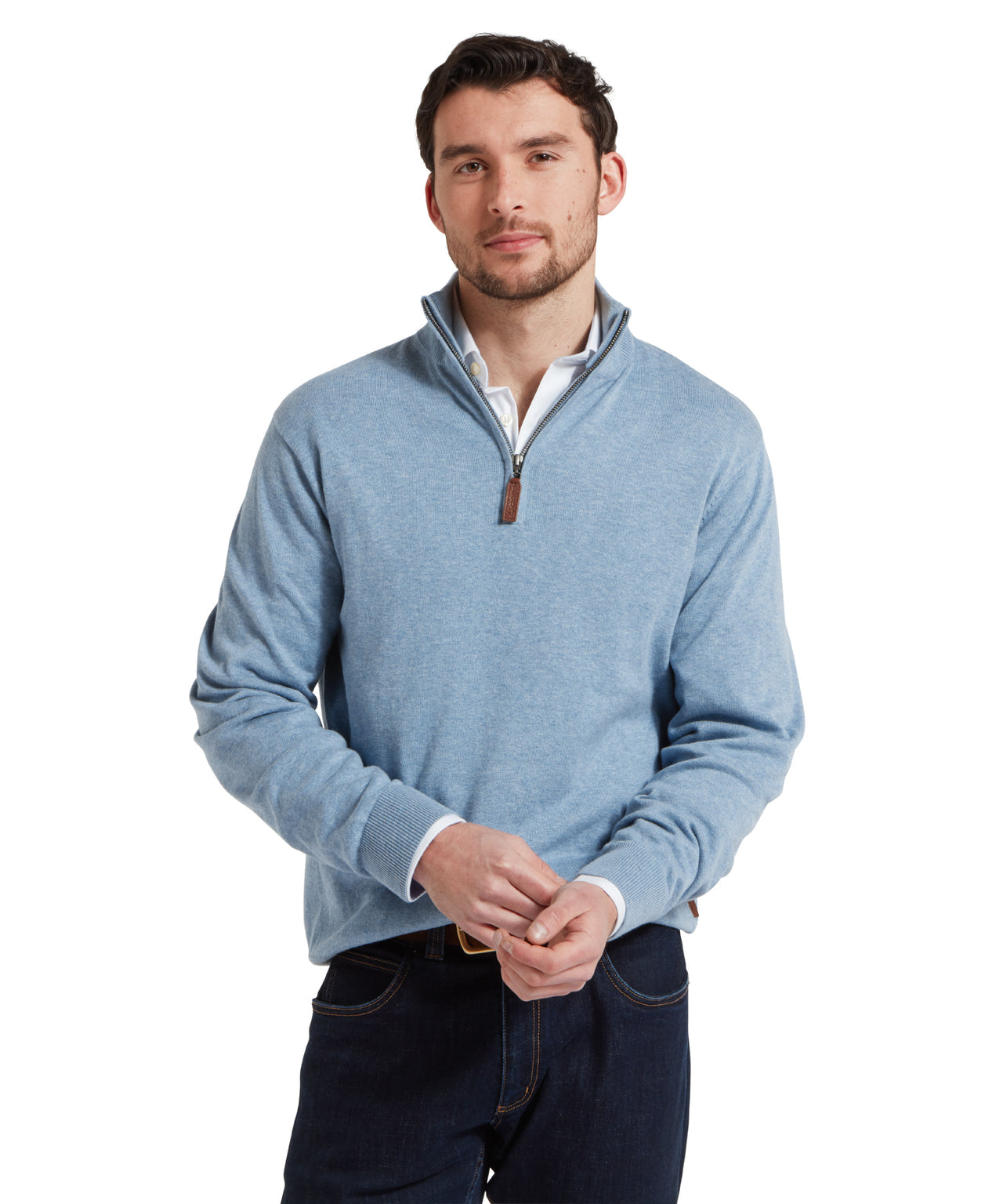 Porthmeor Pima Cotton Quarter Zip Jumper