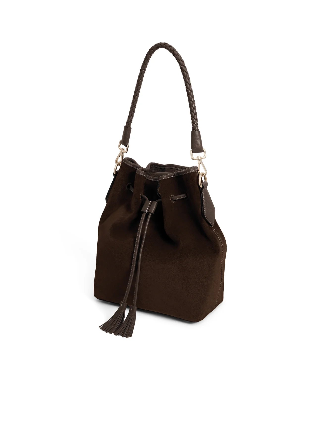 The Bibury Bucket Bag Chocolate Suede