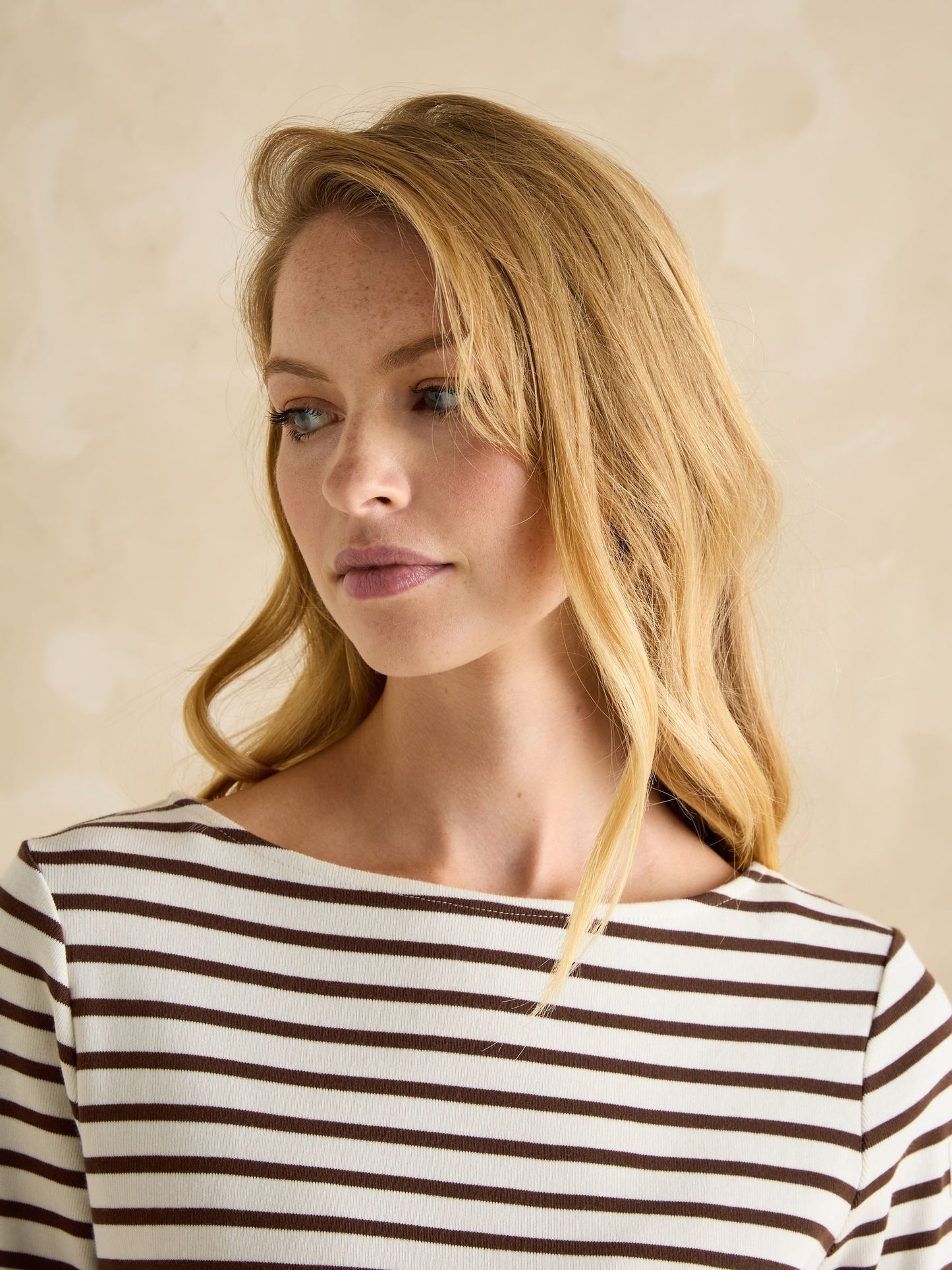 Harbour Brown/Cream Boat Neck Breton Top