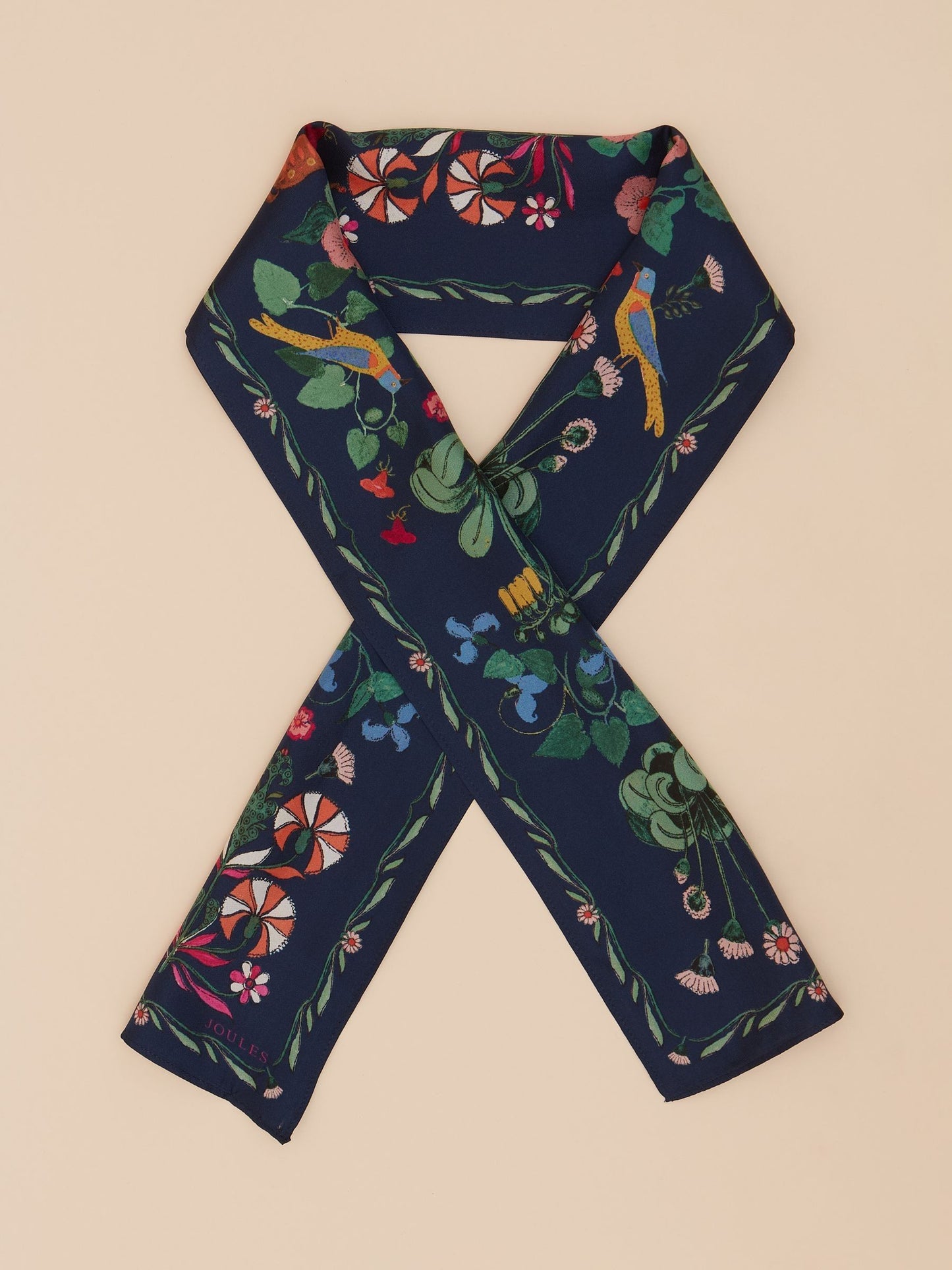 Highgrove Navy Skinny Printed Scarf