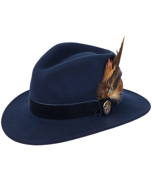 The Chelsworth Fedora in Navy (Bronze Luxe Feather)