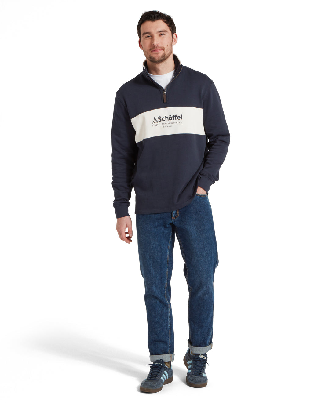 Trencrom Quarter Zip Navy/Stone