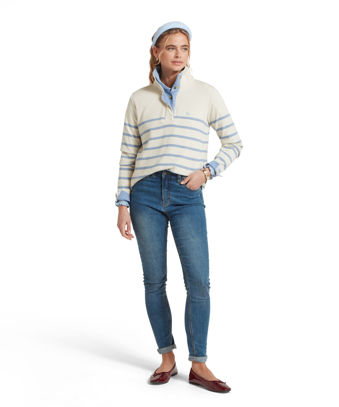 Sandown Sweatshirt Pale Blue Stripe