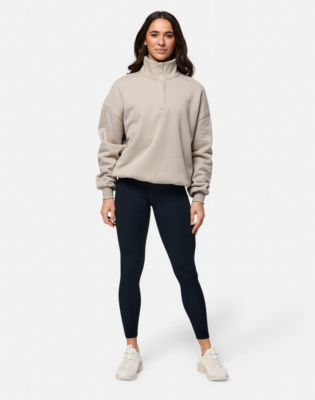 Snap Collar Sweatshirt Rich Taupe