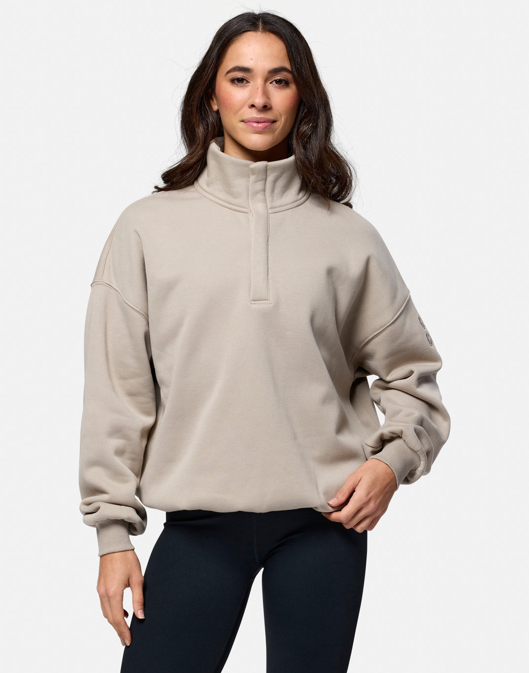 Snap Collar Sweatshirt Rich Taupe