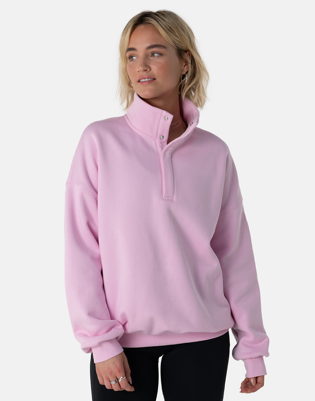 Snap Collar Sweatshirt Baby Pink