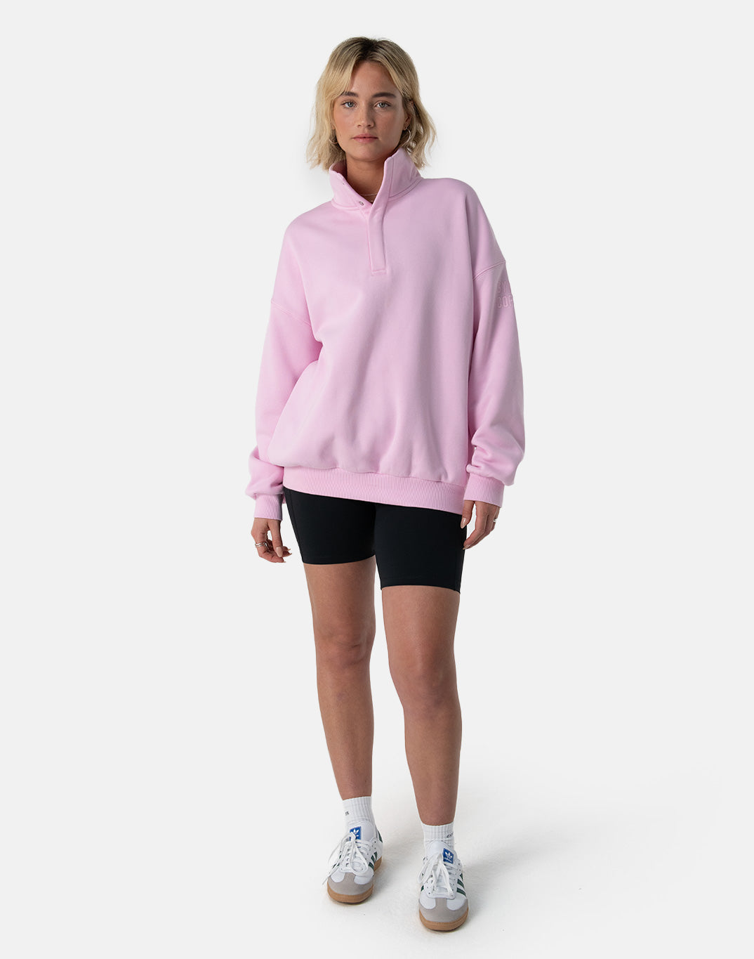 Snap Collar Sweatshirt Baby Pink