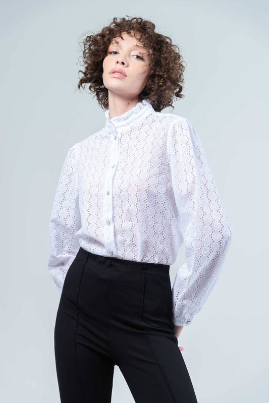 Malu White Embroidery luxury blouse