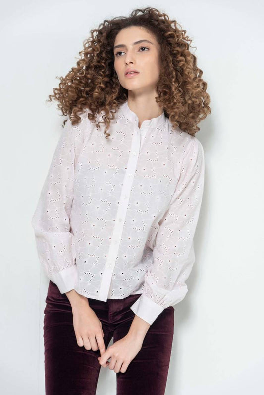 Eva Pink Embroidery luxury blouse