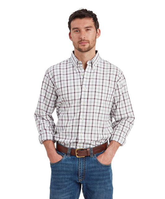 Brancaster Classic Shirt Wine Check