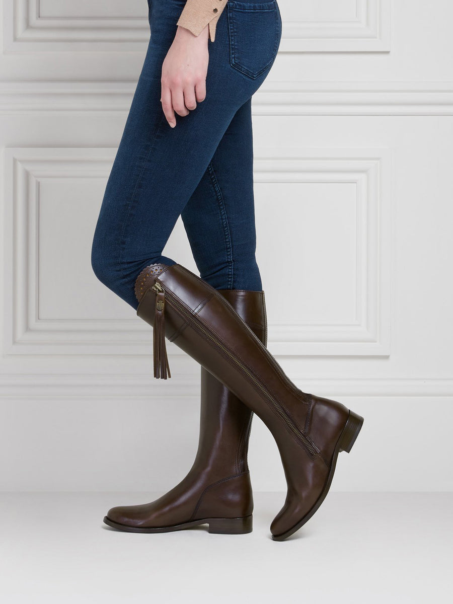 Leather narrow calf boots best sale