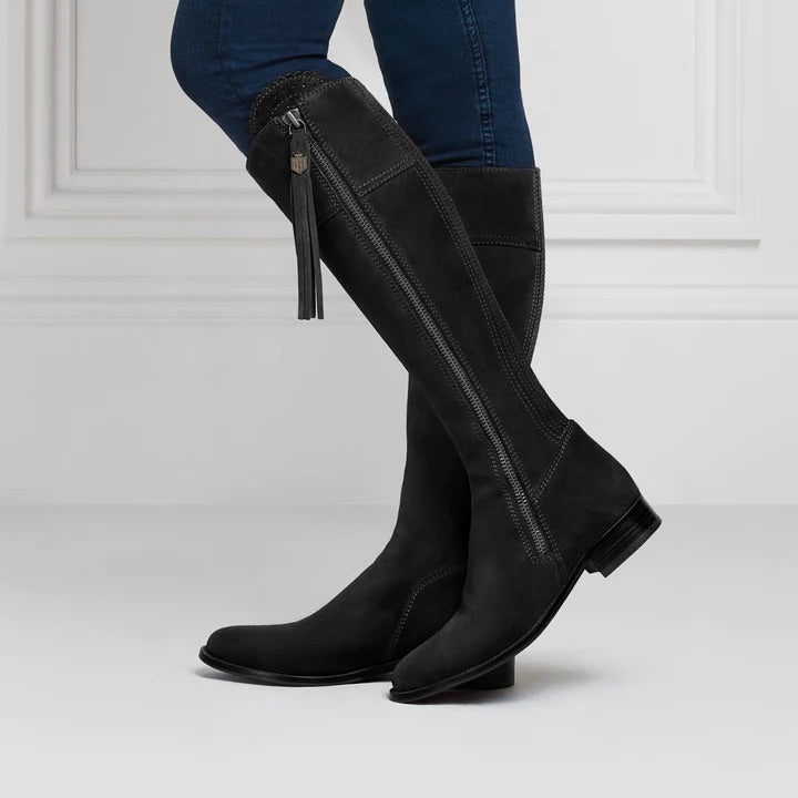 Womens black suede hot sale riding boots