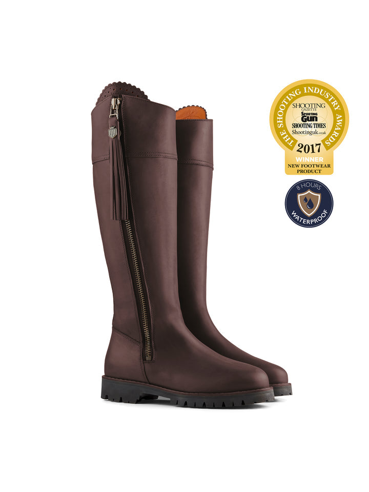 The Explorer Women's Waterproof Boot - Mahogany Leather, Narrow Calf
